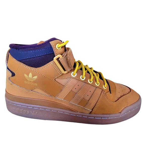 ADIDAS Forum Mid Sneakers GX7079 Brown Mens 9 Gym Shoes Lace Up Monogram - Picture 8 of 13
